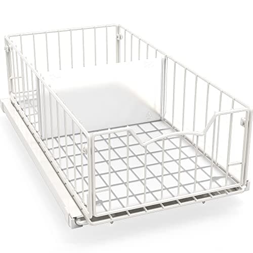 Chrome Finished Pull-Out Cabinet Organizer Basket, 17.2" Dia., Ideal for Kitchen & Bathroom Storage