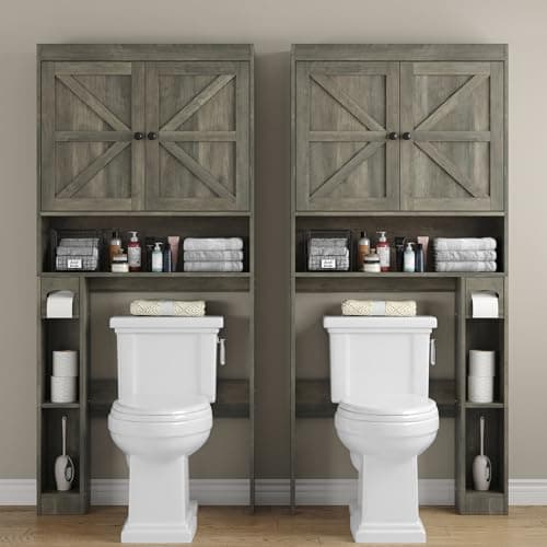 Barn Doors Farmhouse Over Toilet Storage Cabinet