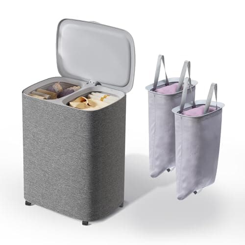 THEVryndlyx Grey 50L Laundry Hamper with Removable Bags
