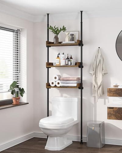 ALLZONE Over Toilet Storage Cabinet, 4 Adjustable Shelves, Black
