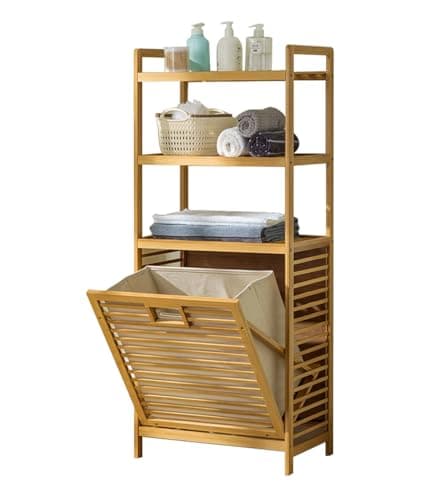 2-Tier Lavatory Hamper with Tilt Out Basket - Laundry Organizer for Bathroom, Nursery, Bedroom