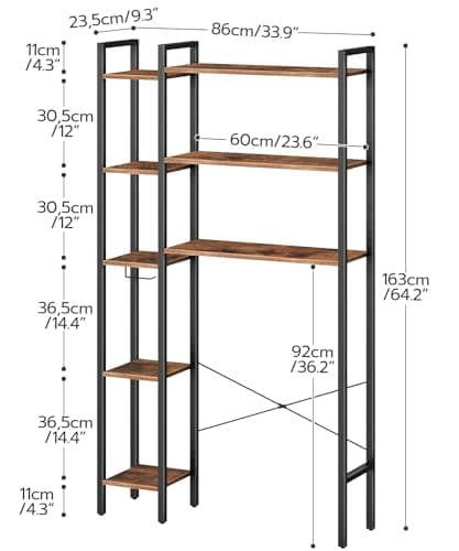 Rustic Brown HOOBRO Toilet Organizer, 8-Tier Storage BF86TS01