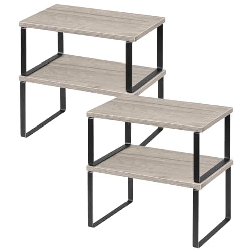 NEX Bamboo Kitchen Organizing Shelf, Set of 4, White & Natural