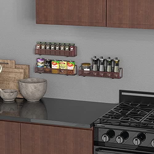 Bronze 3-Pack Houseware Wall Mount Spice Rack Shelves Organizer