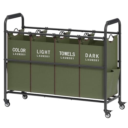 Tajsoon 4 Bag Laundry Sorter Cart, Black