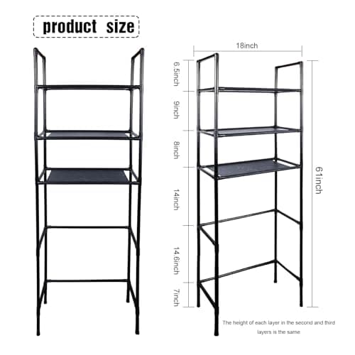 3 Tier Bathroom Organizer Freestanding Toilet Shelf - Black