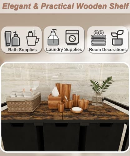 Large Laundry Hamper with Sorter Bags, Freestanding Clothes Organizer