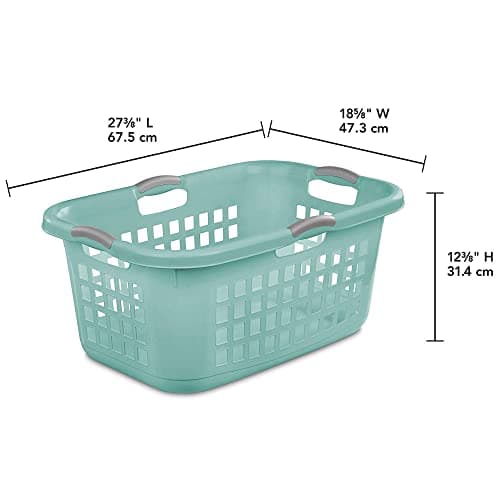 Sterilite 2 Bushel Ultra Laundry Basket, Large, Plastic, Aqua, 12-Pack