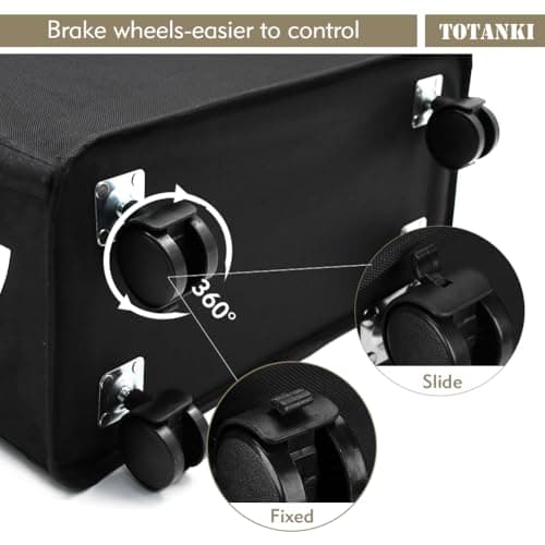 TOTANKI 25" Rolling Laundry Basket, Foldable with Handle (Black)