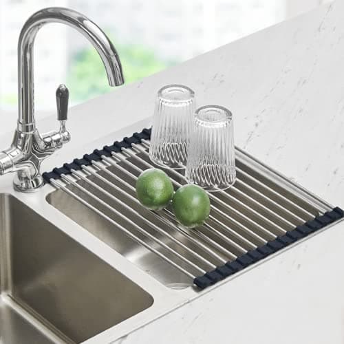 Seropy Roll-Up Dish Drying Rack Over Sink, Stainless Steel, 17.5"x11.8"