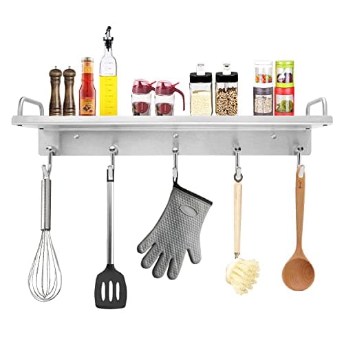 Stainless Steel Hanging Spice Rack with Hooks Over the Stove