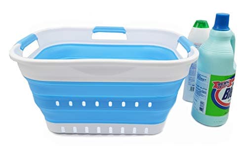 Sammart 19L Collapsible Laundry Basket - Grey/Black, 5 Gallon Storage Organizer
