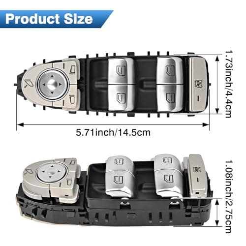 Master Power Window Switch - Driver Side, Compatible with Mercedes-Benz C300, C350e, C43, C63, GLC300, GLC43 AMG (Replac