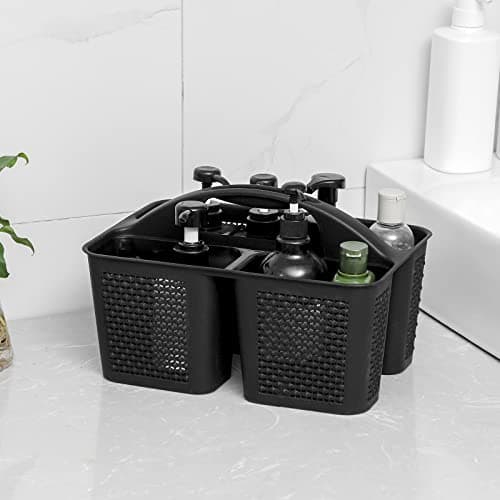 UUJOLY Black Portable Shower Caddy with Compartments for Bathroom and Kitchen