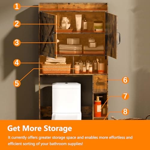 JOKOLO Rustic Brown Freestanding Wooden Toilet Storage Cabinet