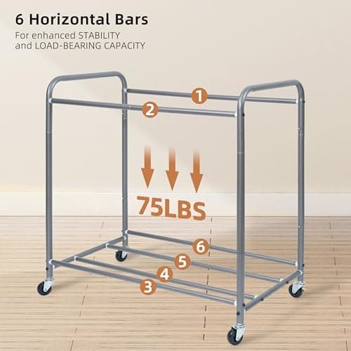 Heavy Duty Rolling Laundry Sorter Cart with Lockable Wheels, Black
