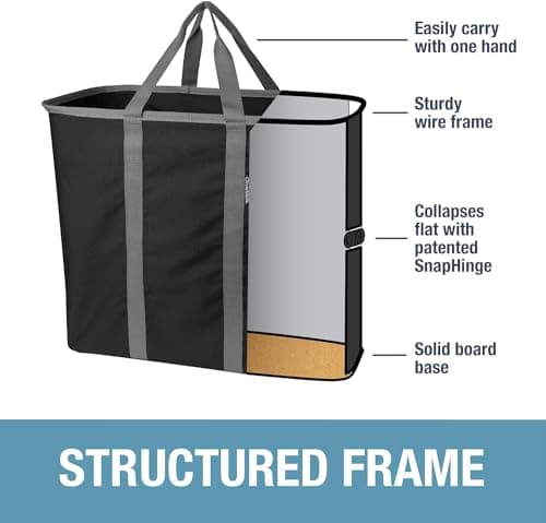 CleverMade Collapsible Laundry Caddy - 64L Large Foldable Basket with Pop-Up Frame and Carry Handles
