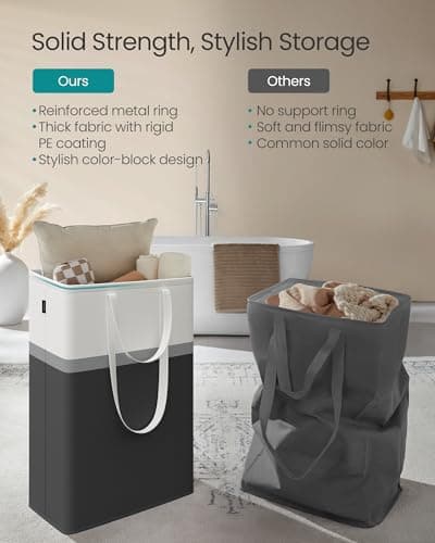 SONGMICS Foldable 75 L Laundry Hamper with Handles, Ink Black ULCB208B01