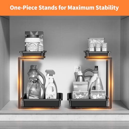Sotfamily Black 2-Tier Under Sink Organizer, Upgraded Stability for Kitchen & Bathroom