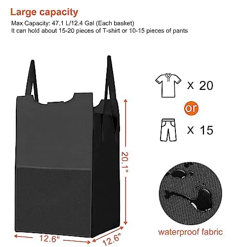 Heybly 3 x 12.5 Gal Laundry Baskets with Sorter for Laundry Room Storage Rustic HLH003SR