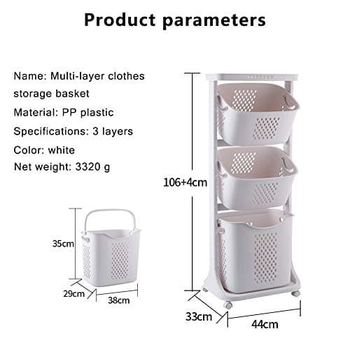 3-Layer Laundry Storage Basket for Bathroom and Kitchen
