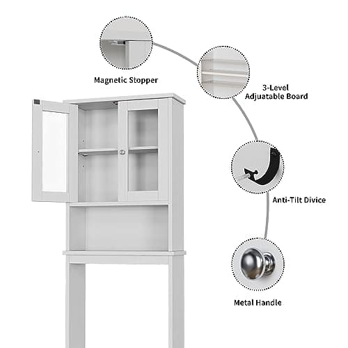 Shintenchi Anti-Tip Toilet Storage Cabinet, White