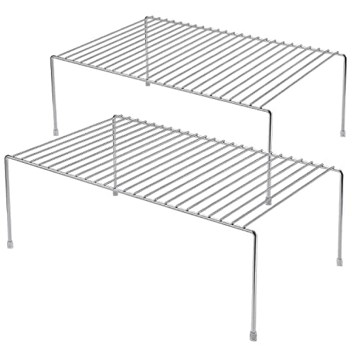 Rustproof Metal Wire Cabinet Organizer, Set of 2, Medium (13 x 9.4 inch) for Kitchen & Pantry Storage