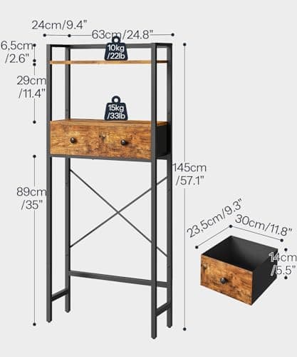 Over The Toilet Storage Cabinet with 3 Tier Organizer
