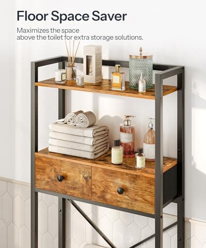 Over The Toilet Storage Cabinet with 3 Tier Organizer