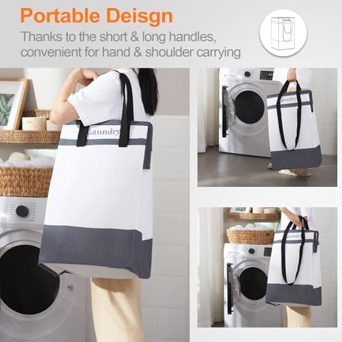 FairyHaus 100L Collapsible Laundry Baskets, 2Pack Black with Carry Handles