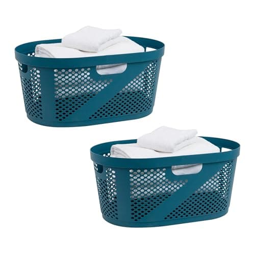 Mind Reader 40L Black Ventilated Laundry Basket, Set of 2