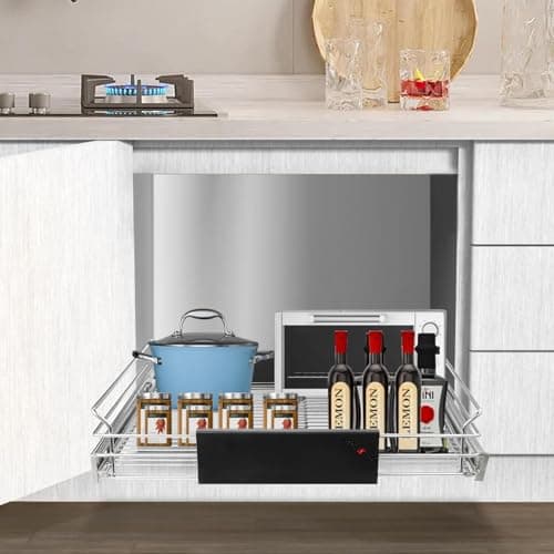 Heavy Duty Chrome Plated Slide Out Drawer Organizer for Kitchen Cabinets
