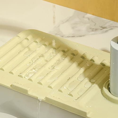 Premium Silicone Kitchen Faucet Mat - Fast Drying Splash Guard (1 Pack, Gray)