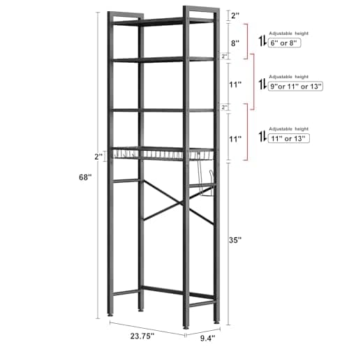 4-Tier Over-The-Toilet Storage Rack with Adjustable Shelf and Basket