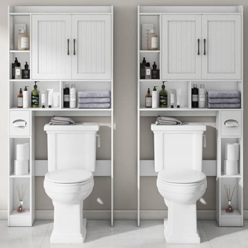 Bathroom Space-Saving Toilet Cabinet with Barn Door