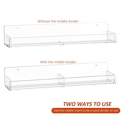 Acrylic Spice Rack Wall Mount, 2 Pack Kitchen Seasoning Organizer