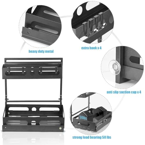 2-Tier Metal Under Sink Organizer with Adjustable Height for Kitchen and Bathroom