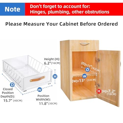 1PC Expandable Pull out Cabinet Organizer + 1PC Fixed Cabinet Organizer with Adhesive Nano Film