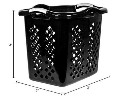 EGEN Home Logic 2 Bushel Plastic Laundry Basket with Silver Handles, Black