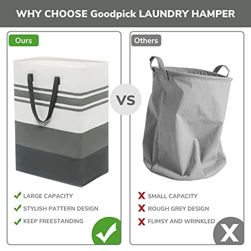 Goodpick 2-Pack 75L Tall Laundry Hamper Organizer, Grey