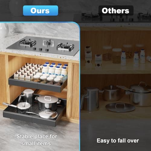 12.4" to 19.3" Adjustable Slide-Out Drawer Organizer for Kitchen Cabinets