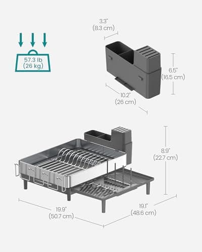 Large Expandable Stainless Steel Dish Drying Rack for Kitchen Counter by SONGMICS