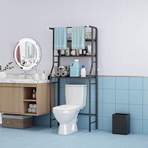 UDEAR 3-Shelf Over-The-Toilet Rack, Black: Corner Storage Space Saver