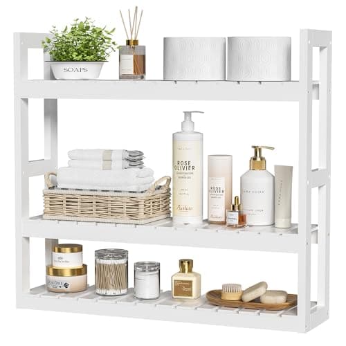 Domax 3-Tier Bamboo Wall Mount Toilet Organizer, White