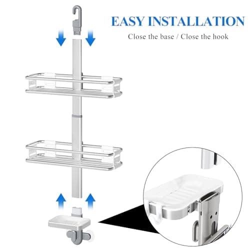 3 Tier Aluminum Shower Caddy Organizer with Soap and Razor Holder, Silver