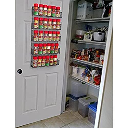 Home-Complete Black Space-Saving 5-Tier Wall-Mount Spice Rack Organizer