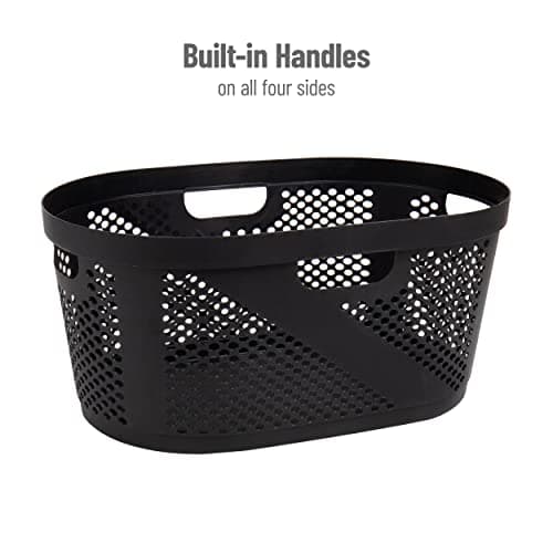 Mind Reader 40L Black Ventilated Laundry Basket, Set of 2