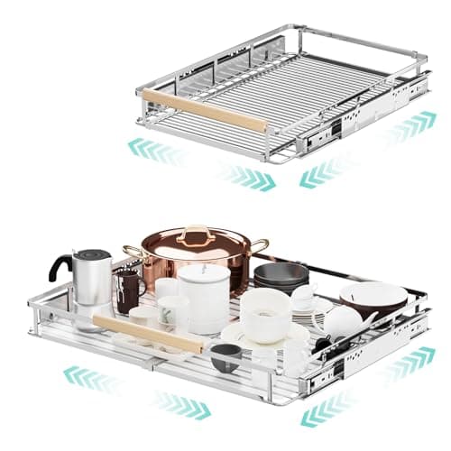 Adjustable Pull Out Cabinet Organizer for Kitchen and Bathroom - 2-Pack