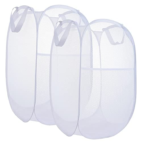 Popup Laundry Hamper 2-Pack, Foldable Mesh Basket for Dorm, Laundry Room, Bedroom, RV