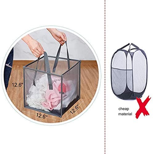 Pop Up Laundry Baskets - Mesh Collapsible Storage with Handle, Great for Kids Room & Travel
